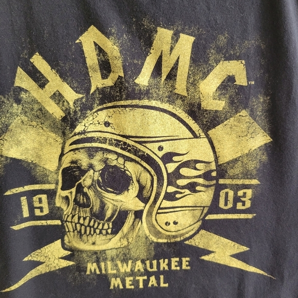 Harley Davidson Muscle Tee Black Milwaukee Metal Size M - Picture 2 of 7